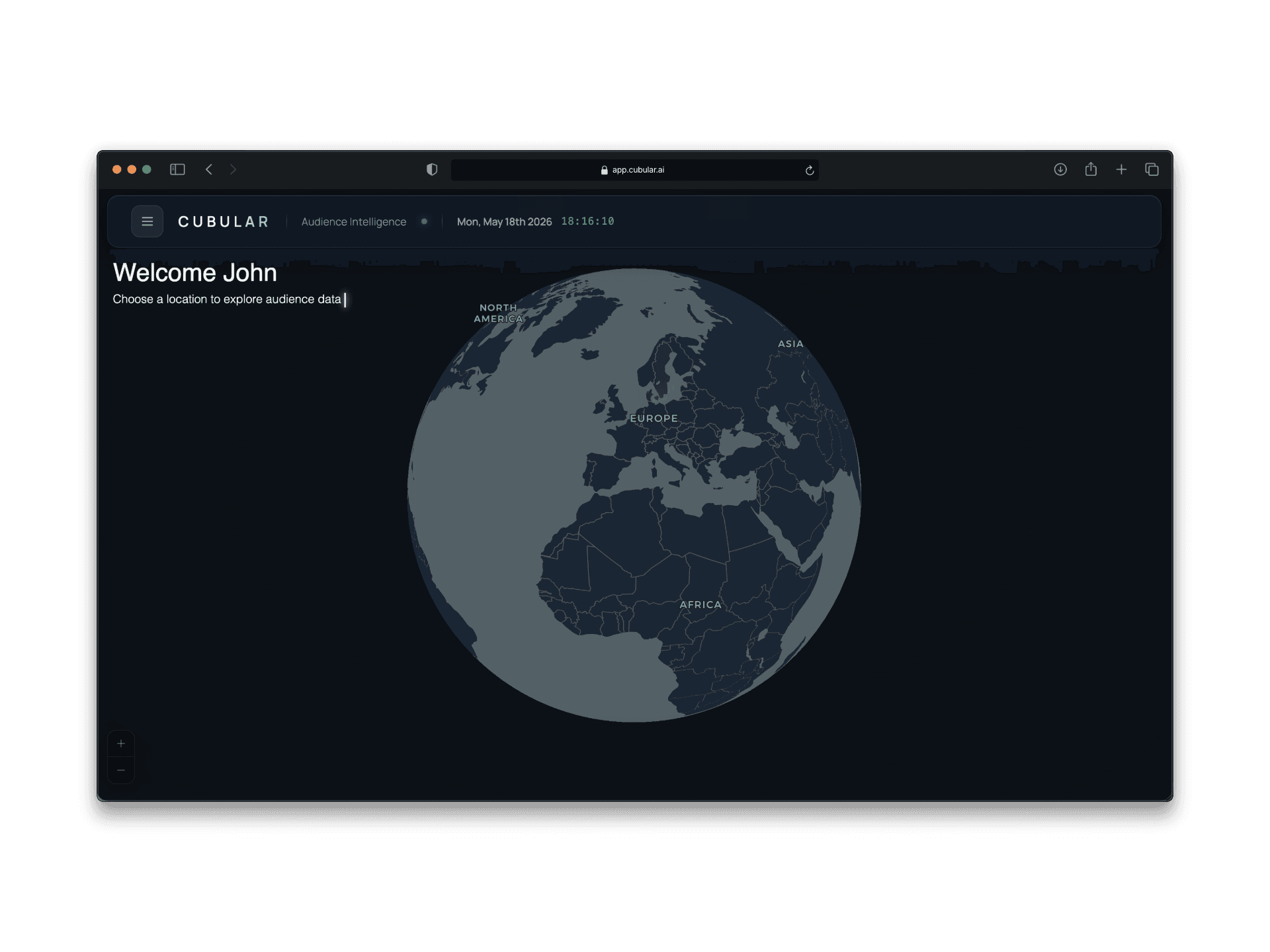 Cubular globe view with the Nordics lit where datastreams are live